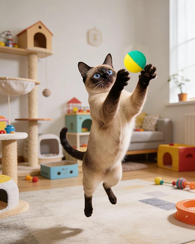 PET SHOW 20 Pack 1.57" Cat Toy Balls Soft EVA Foam Interactive Indoor Kittens Toys 40mm Dia. Small Dogs Puppies Pet Soccer Ball Bulk Activity Chase Quiet Play Two-Colors Cats Sponge Balls