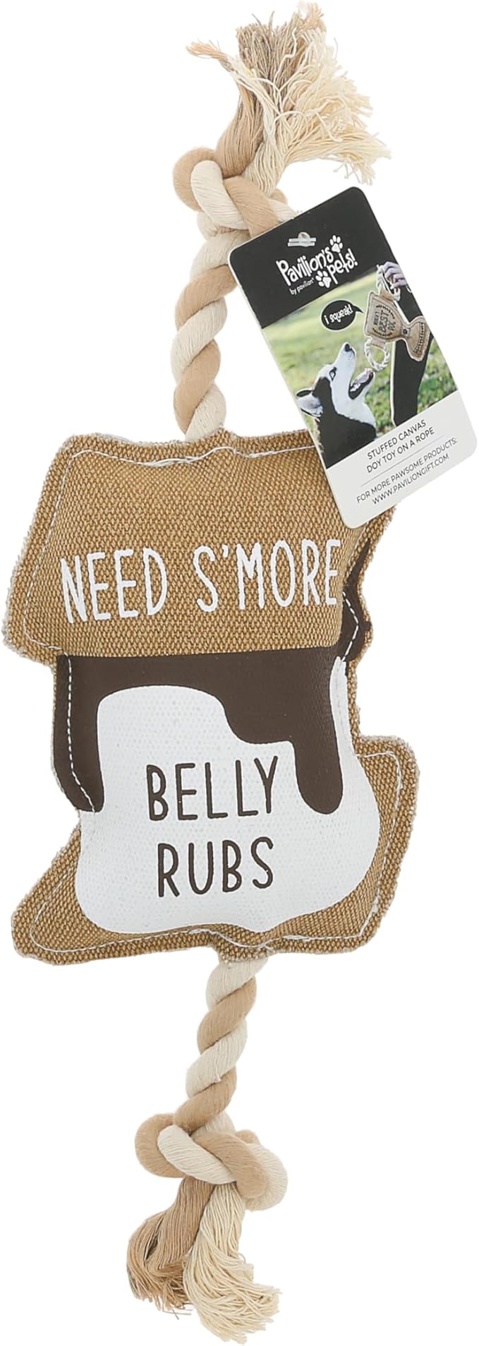 Pavilion Gift Company - S'More - Canvas Rope Dog Toy S'More Marshmallow Tug of War Puppy K9 Doggy Lover Parent Gift