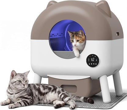 WARCAT Automatic Self-Cleaning Cat Litter Box, Two-Tone Color Design, Large Capacity Smart Litter Box with APP Control & Safety Sensors, Includes 1 Roll Garbage Bags (Orange)