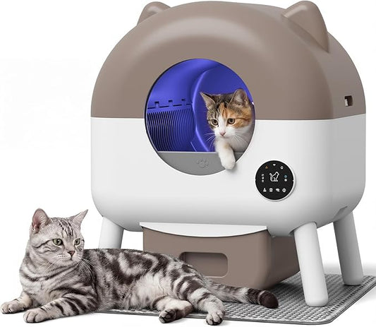 WARCAT Automatic Self-Cleaning Cat Litter Box, Two-Tone Color Design, Large Capacity Smart Litter Box with APP Control & Safety Sensors, Includes 1 Roll Garbage Bags (Orange)