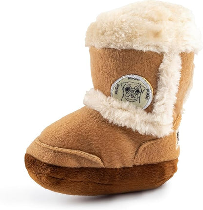 Haute Diggity Dog Pugg Boot, Plush Designer Dog Toys with Interactive Squeaker, Stimulating Pet Enrichment, Machine-Washable & Safe Materials for All Breeds, One Size