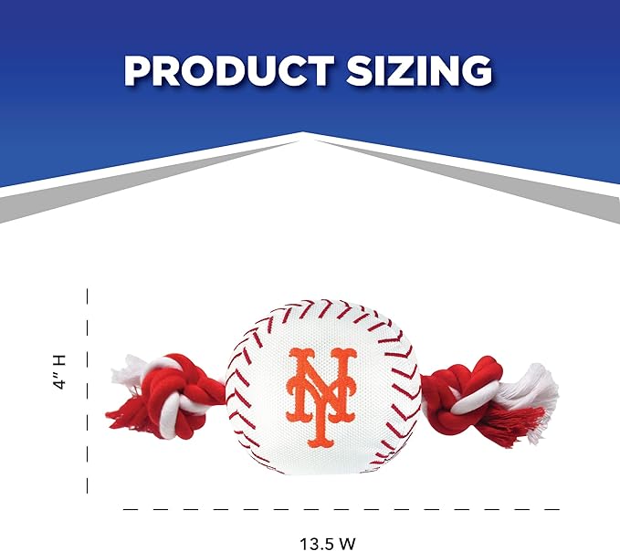 Pets First Baseball Rope Toy for DOGS & CATS. Tough nylon, Sporty Baseball Design, Heavy-duty ropes with Inner SQUEAKER
