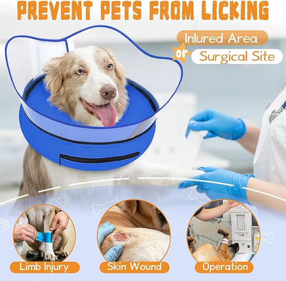 Elevated Inflatable Dog Cone Collar Alternative After Surgery, Dog Donut Collar, Soft Pet Cone to Stop Licking for Small Medium Large Dogs