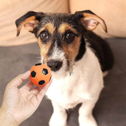 2'' Latex Squeaky Dog Soccer Ball Toys, Dog Football Ball for Puppy Small Medium Dogs, Vibrant Colors Soccer Chew Fetch Throw Balls 6 Pcs/Set
