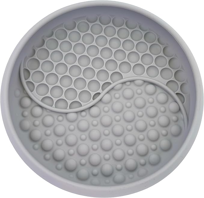 YAMI Dog Lick Bowl, Lick Mat for Dogs, Wet Food Cat Slow Feeder, Freeze Bowl, Enrichment & Puzzle Toy for Anxiety Relief, Food-Grade Silicone, Suction Cups, Dishwasher Fit, for All Breed (Light Gray)