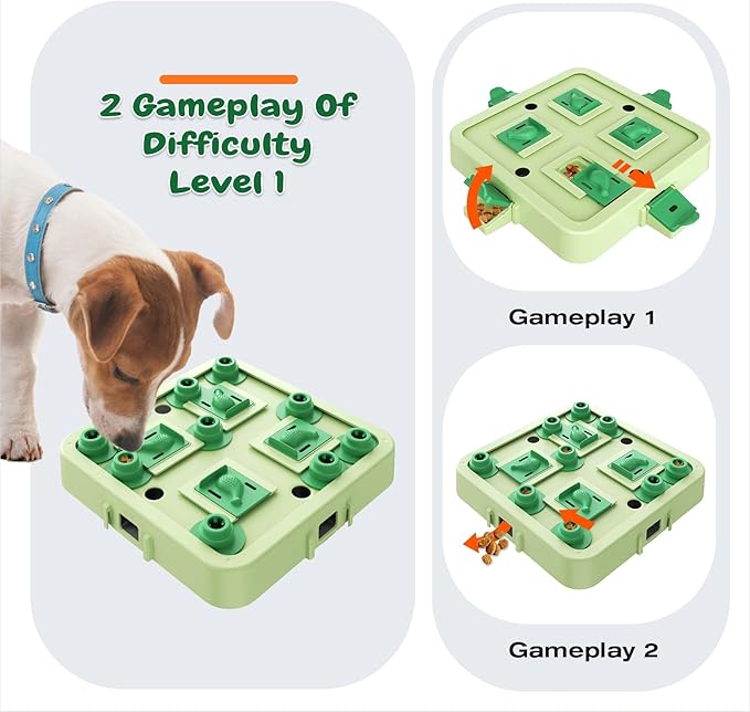 KADTC Dog Chess Puzzle Toy, Large Size, U.S. Brand & Design, 3 Levels of Step-by-Step Challenge for Smart Dogs Interactive Boredom Buster Mental Stimulation Enrichment Toys Puppy Treat Brain Puzzles