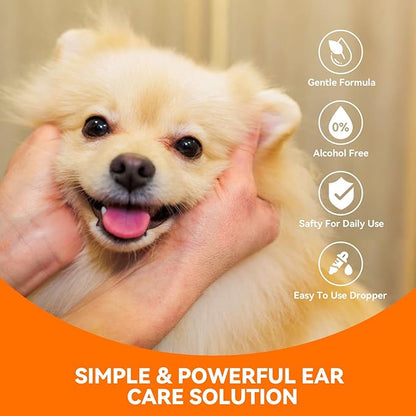 Dog Ear Cleaner, Natural Dog Ear Drops and Infection Treatment, Quantum Silver Dog Ear Cleaning Solution for Itching, Irritation & Wax Build-Up,1oz