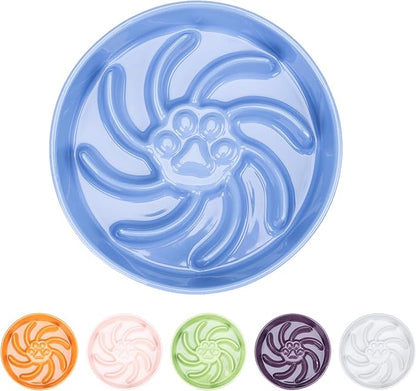 Ceramic Slow Feeder Dog Bowl, 1.5 Cup Dog Food or 20oz Water, Slow Eating Bowl for Small Breed, Maze Puzzle Feeder for Fast Eaters, Anti-Choking Stop Bloat, Non-Slip BPA Free (Blue)