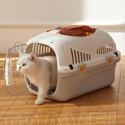 Plastic Dog Crate Airline Cat Carrier Kennel Hard Shell Ventilation Large Space Portable Pet Travel Carrier Outdoors Trip