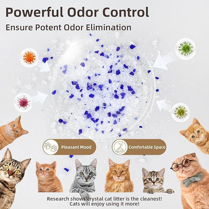LaSyL Crystal Cat Litter for Multi-Cat Households - 8.6 lb Silica Gel, 30-Day Odor Control, 99.9% Dust-Free Non-Clumping Low Tracking Lightweight Unscented Formula (2 Bags x 4.3lb)