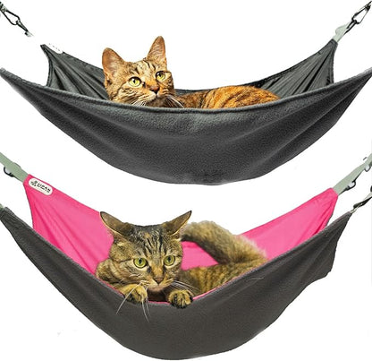2-Piece Reversible Cat Hammock, Hanging, Washable, Waterproof, Cooling Pad for Cats (Large, BlackRed)