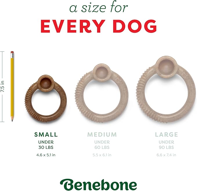 Benebone Peppermint Ring – Limited Edition Holiday Flavor, Durable Chew Toy for Aggressive Chewers, Made in USA, Small