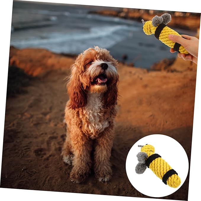 1pc Bee Pet Toy Dogman Toys Bee Toy Small Dog Chew Toys Dog Rope Toys Sound Dog Toys Puppy Toys Dog Teasing Toys Dog Training Toys Teasing Toys for Dogs Cotton Rope Yellow Knot
