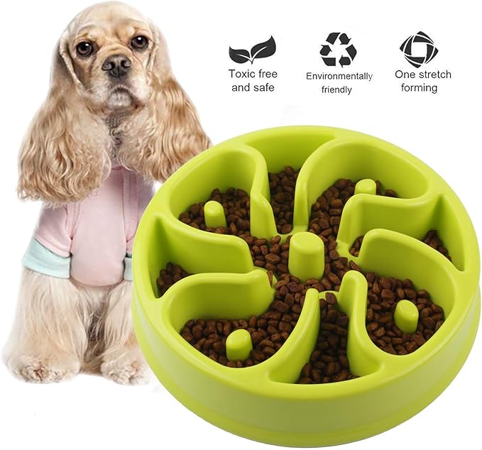 WenYing Slow Feeder Puzzle Dog Bowls, Interactive Bloat Stop Busy Bowl, Food Water Fun Feeding, Non-Slip Anti Choke Healthy Diet Bowls (Green 1)