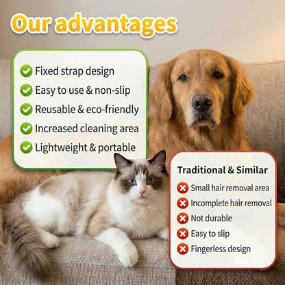 Pet Hair Removal Glove for Cat & Dog,Resuable Five-Finger Electrostatic Magic Brush,Washable Multi-Surface Pet Hair Remover Tool for Furniture, Clothing, Sofa, Carpet, Bed & Car