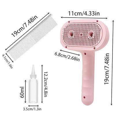 Cat Steam Brush for Shedding with Metal Comb,Deshedding Dog Brush for Long & Short Haired Dogs,Cat Hair Brush for Indoor Cats,Self Cleaning Double Hole Spray USB Rechargeable Grooming Supplies(Pink)