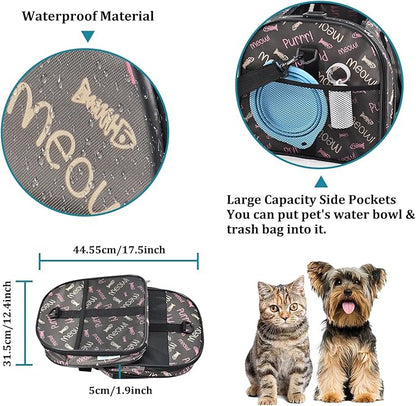 Soft-Sided Kennel Pet Carrier for Small Dogs, Cats, Puppy, Airline Approved Cat Carriers Dog Carrier Collapsible, Travel Handbag & Car Seat (Coffee Fish Print, 19" L x 11" W x 11" H)
