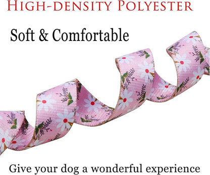 Dog Collar with Bohemia Floral Tribal Geometric Patterns - Soft Ethnic Style Collar Adjustable for Small Medium Large Dogs (White Flower,L)