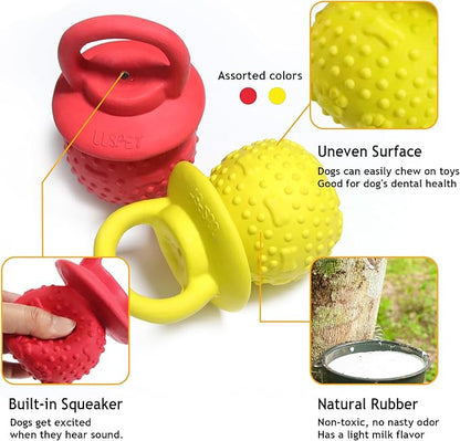 Latex Chew Dog Toys, Novelty Squeaky Pacifier Dog Toys for Teething Puppies, Mild Chewing Small, Medium, Large Dogs, Pet Dogs Supplies Newborn Puppy Gift (2 Pcs, Red+Yellow