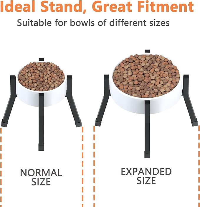 Raised Dog Bowl Stand Medium-Sized Dogs with Adjustable Width (6-8"),Single Food and Water Stand Feeder(Bowls Not Included)
