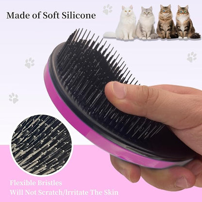 Cat Brush for Shedding - Perfect Grooming Tool for Long-Haired Cats | Deshedding & Hair Remover for Indoor Pets (Pink)