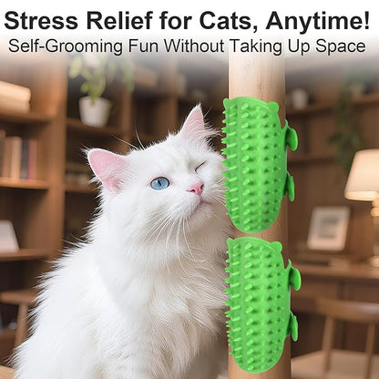 4Pcs Cat Self Groomer, Silicone Grooming Strap Pad for Cats, Adjustable Kitten Brushes for Indoor Kittens, Cat Massager Comb for Head Face Back, Cats Face Scratchers for Corner Sofa Chair Table Legs