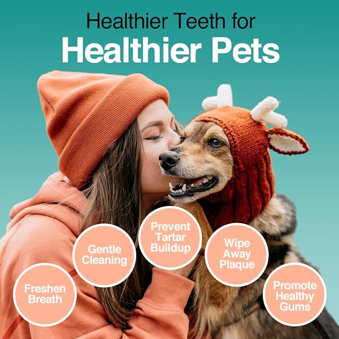 Pack of 90 Dog Teeth Cleaning Wipes - No-Rinse Dog Toothbrush & Effective Dog Dental Wipes (1.65 in x 3.15 in)