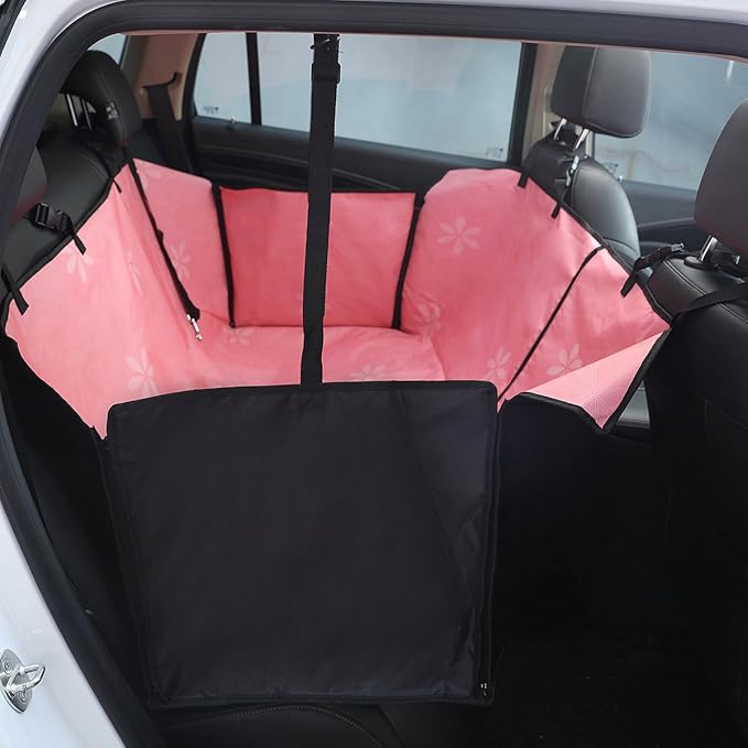 Dog Car Seat Cover - Heavy Duty Dog Hammock with Side Flaps - Waterproof/Scratch Proof/Nonslip Padded Pet Seat Cover - Universal fits All Cars