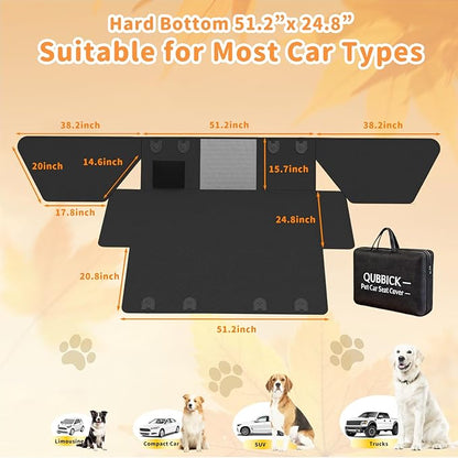 Dog Car Seat Cover for Back Seat,Waterproof Oxford cloth Hard Bottom Car Seat Cover for Dogs,Non-slip Backseat Dog Cover with Upgraded Door Protection Flap 52×25in,Dog Hammock for Car SUV Small Trucks