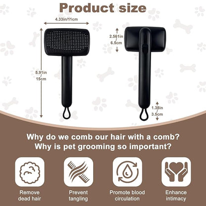 Self Cleaning Deshedding Cat Brush for Dogs & Cats,Adjustable Cat Brushes for Indoor Cats, Easy to Clean Grooming Tool for Long & Short Haired Pets