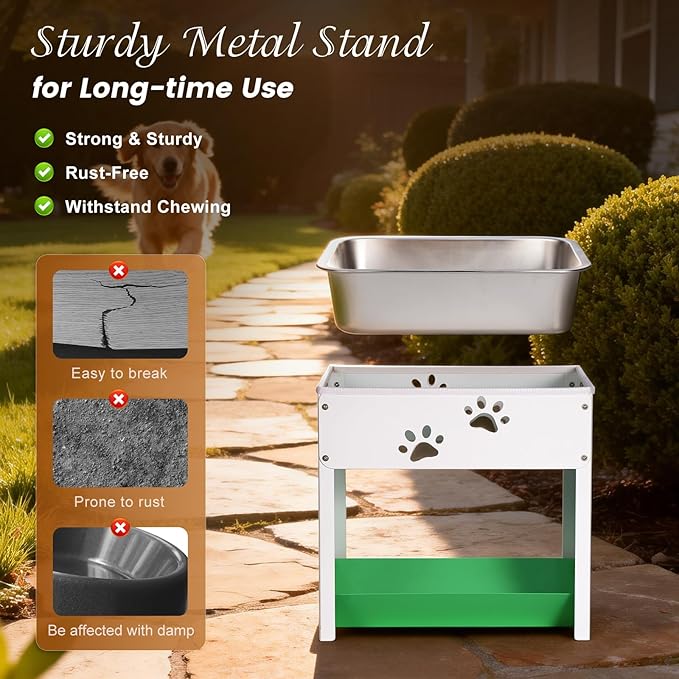Dog Water Dispenser for Large Dogs Elevated Dog Bowl Stand Raised Dog Food Bowl Dispenser Adjustable Pet Food Storage Container Stainless Steel Water Bowl Feeder Easy Clean, Protects Joints