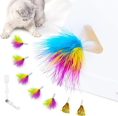 Migipaws Upgrade Rainbow Feather Replacement for Automatic MigiBox Cat Toy, 6pcs Rainbow Feather + 2pcs Free Mylar Refills