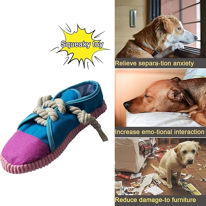 Dog Chew Toys,Creative Shoes Shape Squeaky Toy, Durable and Safe Dog Playing Toy Funny Shoes Sound Toy for Small and Medium Pets