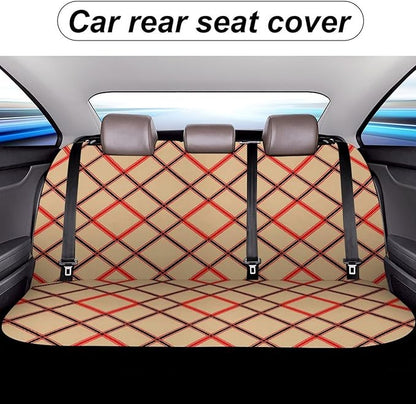 Fashion Universal Stretch Back Seat Protector, Car Accessories Rear Bench Seat Covers For Trucks SUV, Car Interior Decor Seat Cover Compatible with Black Red Beige And White Plaid Tartan Flannel