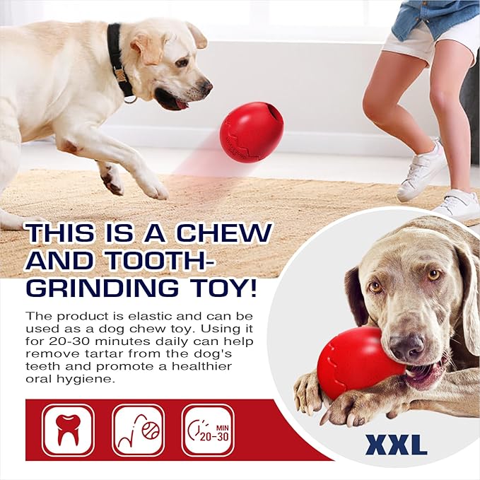 Extra-Large Size Dog Fillable Toy - Filler Lick Ball for Large Aggressive Chewers Breed Dogs Durable Peanut Butter Balls & Kibble Treat Dispenser & Chew Toys