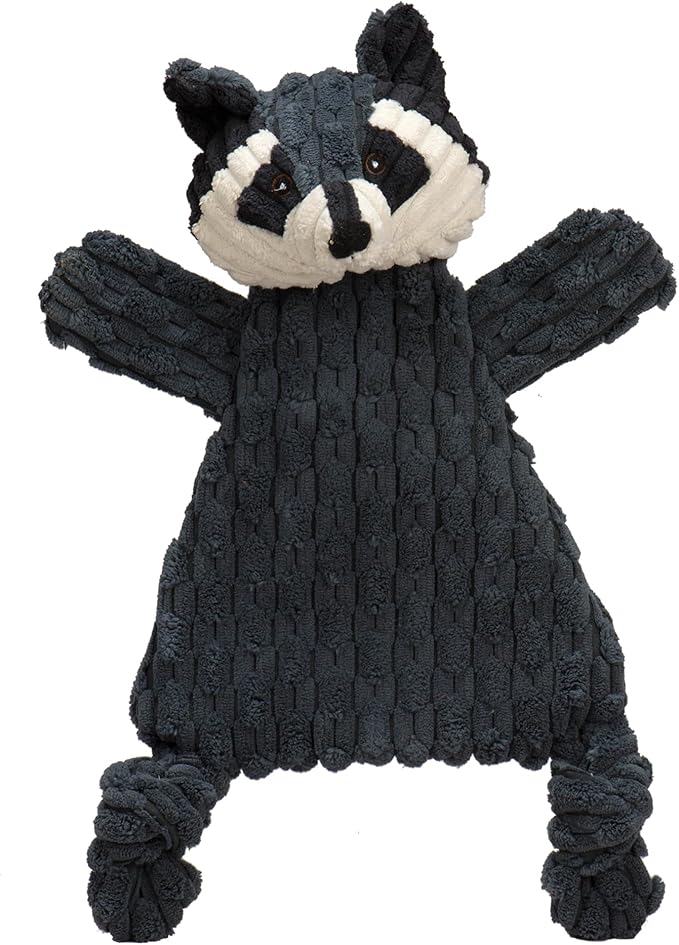 HuggleHounds Flatties - Dog Plush Toys to Keep Them Busy, Squeaky Crinkle Pet Toy for Medium and Large Dogs, Durable Stuffed Animal Toy - Reggie Racoon HuggleFlatties, Large