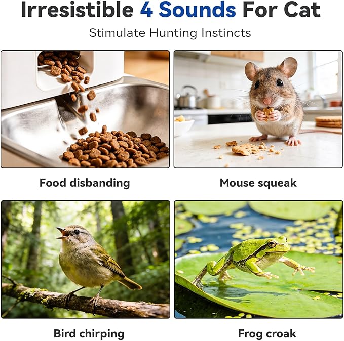 Interactive Cat Toy with Motion Activated Ball & 7-Hole Play Mat, Hide and Seek Exercise Game for Indoor Cats, Automatic Moving Cat Ball in Pouch, Rechargeable Kitten Toys
