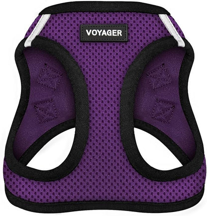 Best Pet Supplies Voyager Step-in Air Harness - All Weather Mesh, Reflective, No Pull Harness for Dogs, Cats - Secure with Hook & Loop Fastener, Buckle, Double D-Rings - Purple/Black Trim, XL