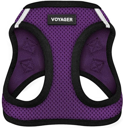 Best Pet Supplies - All Weather Mesh/Plush, Reflective, No Pull Harness for Small, Medium Dogs, Cats - Secure with Hook & Loop Fastener, Buckle, Double D-Rings - Purple/Black Trim, XL