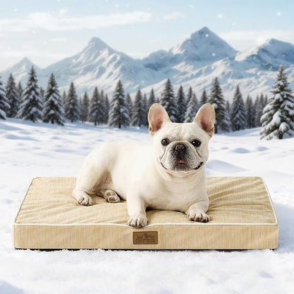 Cooling Dog Bed for Crate, Waterproof Dog Crate Mat with Removable Washable Cover, Orthopedic Egg Crate Foam Support, Dog Crate Bed 29x18x3 Inch,Beige