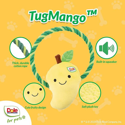 Dole for Pets® Dog Rope Toy with Squeakers, Mango Tug of War Dog Toy, Tough Cotton Rope Toys for Dogs, Aggressive Chew Toys for Medium Dogs