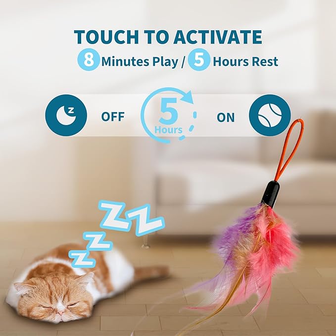 Interactive Cat Toys for Indoor Cats, Automatic Electric Door Hanging Toy with 3 Interchangeable Accessories (Feather, Mouse, Womm toy), Motion Activated USB Rechargeable Enrichment for Bored Cats