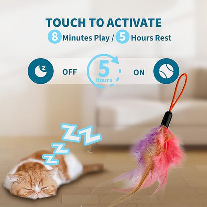 Interactive Cat Toys for Indoor Cats, Automatic Electric Door Hanging Toy with 3 Interchangeable Accessories (Feather, Mouse, Womm toy), Motion Activated USB Rechargeable Enrichment for Bored Cats