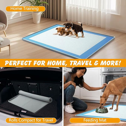 Silicone Dog Pee Pad Holder for 34x22 in Pads, Non-Slip Leak-Proof Puppy Pad Tray, Portable Puppy Training Mat with Raised Edges for Floor Protection, Easy to Clean