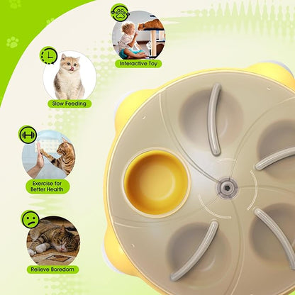 Interactive Cat Toy, Cat Slow Feeder with a 360-degree Rotating Design,Non-Slip Base Cats Puzzle Feeder Enrichment Toys for Indoor Cats