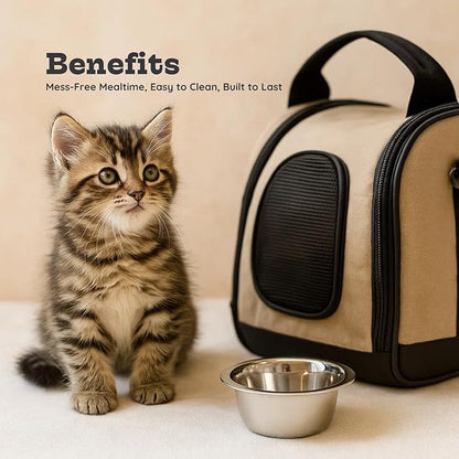 2 Pack Shallow Stainless Steel Cat & Dog Bowls, 1 Cup (8 oz) Each, Heavy Duty Small Pet Only Puppy Kitten & Birds Feeder Replacement Bowl, Rust Resistant Metal Cat Dishes for Food & Water