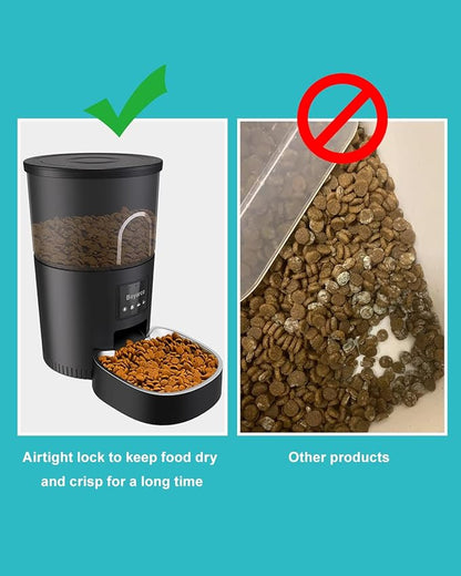 Boyarca Automatic Cat Feeders with App,WiFi Tuya Smart Automatic Pet Feeder with Timer Auto Dry Food Dispenser for Cats and Small Dogs,1-10 Meals/Day,1-12 Portions/Meal,3L