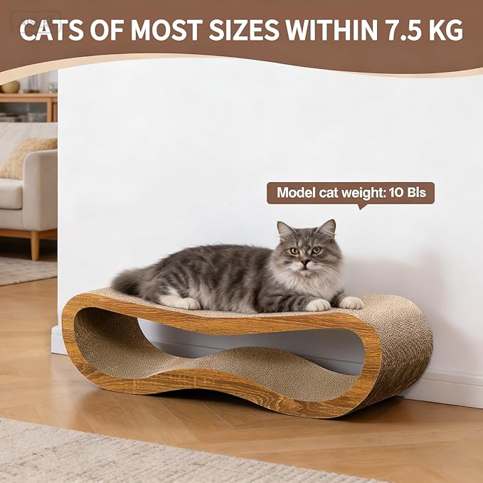 Cat Scratcher, 2 in 1 Cat Scratching Board, Cat Cardboard, Scratch Lounger for Cats as Beds & Furniture, Large, 27.44 x 9.06 x 9.06 inch