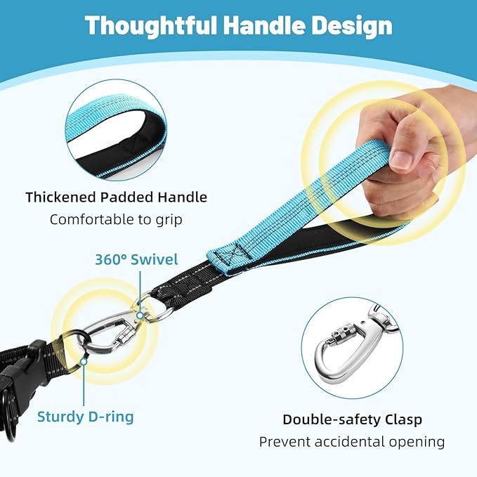 Hands Free Dog Leash with Pouch, Waist Leash for Dog Walking, Jogging, Hiking, Retractable Leashes with Dual Padded Handles, Adjustable Reflective Belt for Small, Medium, Large Dogs