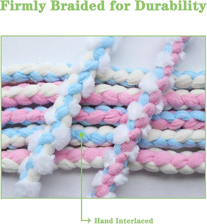 Baba&Nana Braided Fleece Dog Tug Toy (1PC), Assorted Colors Dog Rope Toy, Interactive Tug of War Dog Toy for Large & Medium & Agility Dogs - New and Old tug Rope Shipped Randomly! (Pink/Faux Fur)